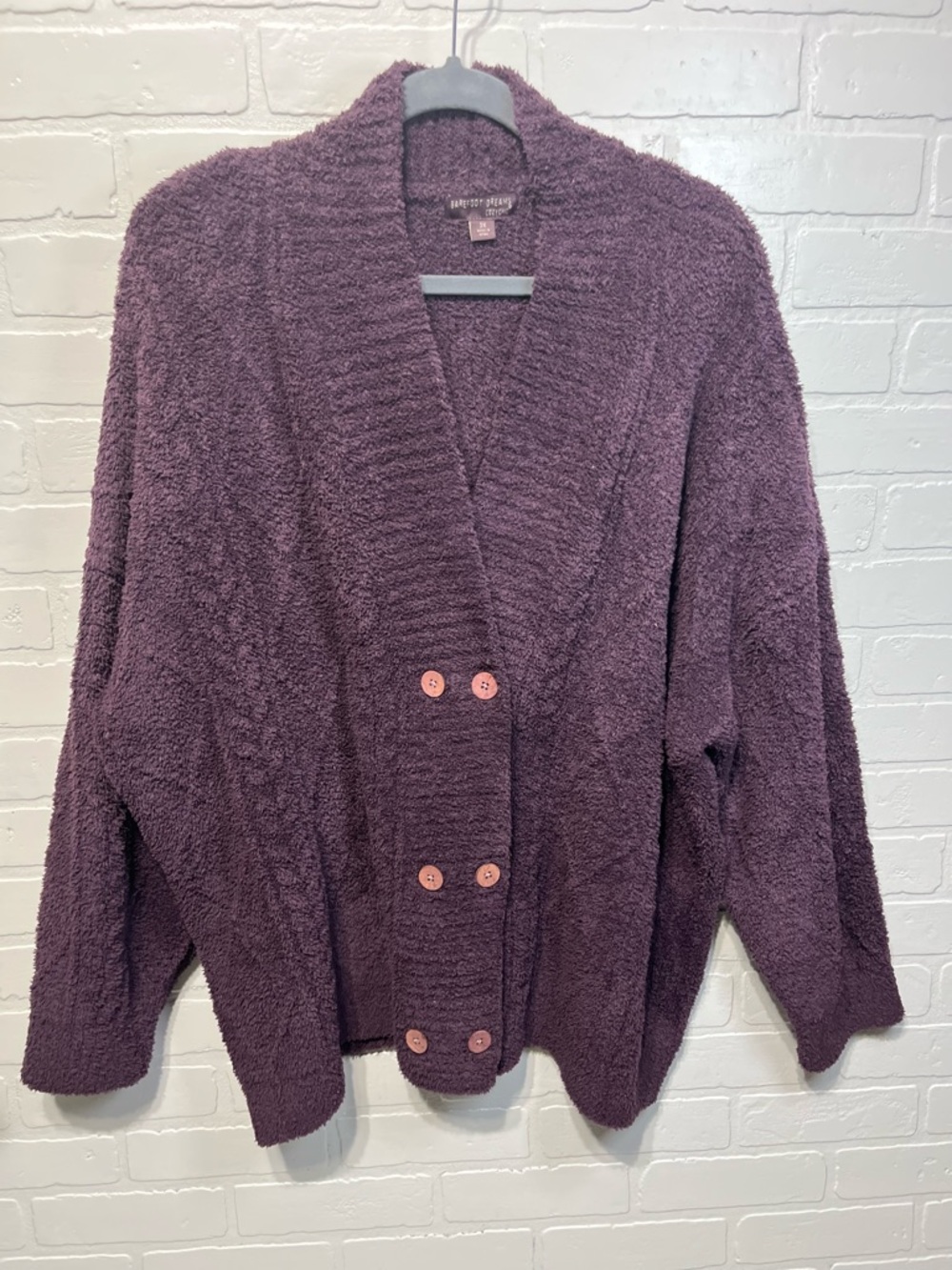 Barefoot Dreams Plush Plum Button-Front Women's Cardigan